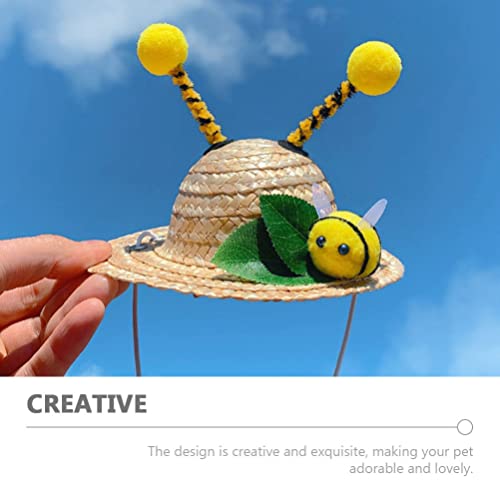 Sombrero de paja para mascota pequeña Little Bee miniatura 7