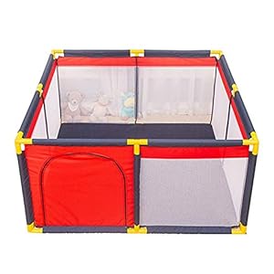 MFLASMF Playpen Portable Kids Playpen for Tollders, Safety Baby Playard Room Divider Play Pen, Red Play Game Fence for Nursery, 130×130×65cm