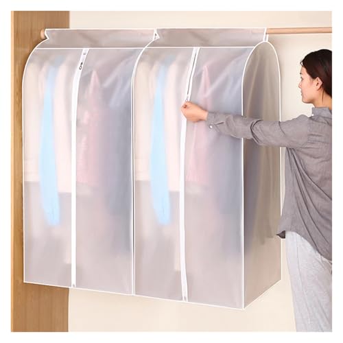 Clothes Hanging Dust Cover Transparent Dress Suit Coat Storage Bag Large Capacity Wardrobe Protector Garment Organizer Gusseted Garment Bags(White 60x30x90cm)4
