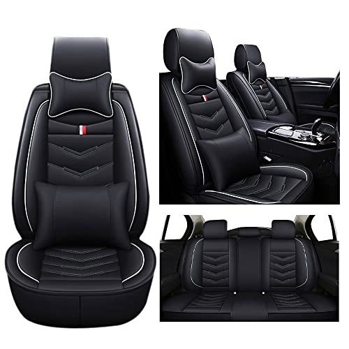 Image of Car Seat Cover for Toyota Tacoma 2002-2025, Durable Wear Resistant Waterproof Seat Cover, Breathable No Odor Premium Leather Vehicle Seat Covers.(Luxury,Black White)