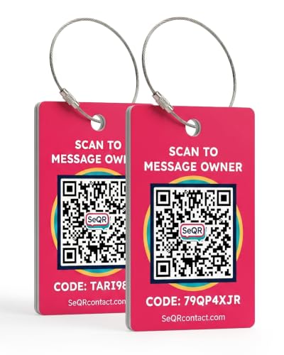 SeQR Smart Luggage Tags | Privacy QR Code Luggage Tags for Suitcases, Red