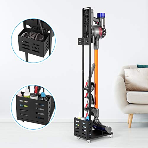 Storage Stand Docking Station Holder for Dyson V6 V7 V8 V10 V11 Cordless Vacuum Cleaners & Accessories, Easy Moving with Lockable Wheel, Non-Slip Pad - Thumbnail 7