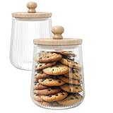 Vetroso 2-Pack Glass Cookie Jars - Decorative Clear Glass Containers With Air Tight Lids