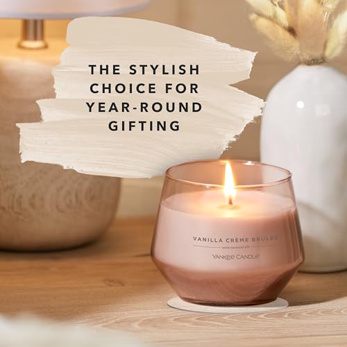 Yankee Candle Studio Scented Candle | Vanilla Crème Brulee Medium Candle | Long Burning Candles: 35-50 Hours | Stylish Glass Vessel Design with Beige Wax | Perfect Gifts for Women, Gifts for Mum