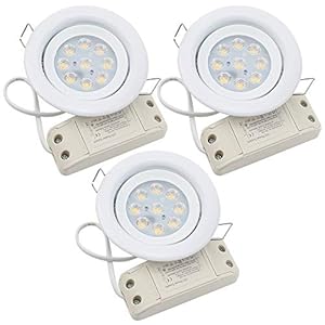 TXErfolg LED Éclairage encastré Plafonnier Spot de plafond 7W Lampes de montage de plafond pour 75 mm Distance de trou de montage – 3pcs