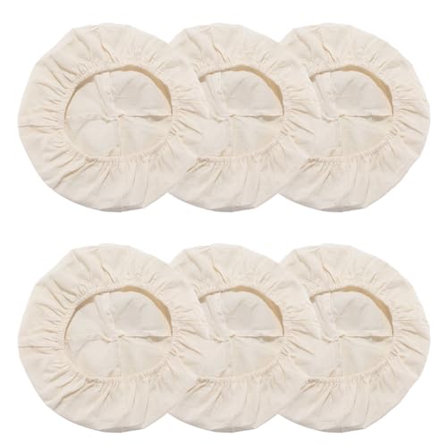 CREATCABIN 6 Piezas Pan Banneton Proofing Cesta Forro Tela Cubierta Redonda Pasta para Hornear Banneton Proofing Cesta de Masa Madre Forro Tela Ratán Natural para Masa Madre Panadería Hogar 20cm