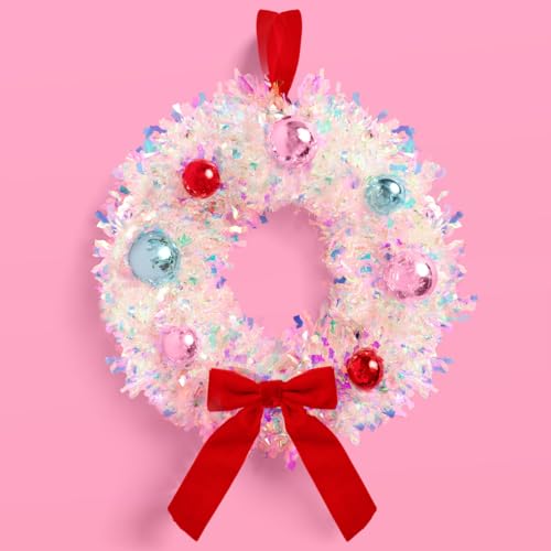 xo, Fetti White Iridescent Mini Christmas Wreath