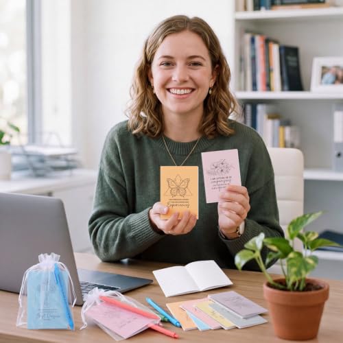 Image of Mooliwe 24 Pcs Affirmation Notebooks Pens Bulk Gifts, Gratitude,Pastel | Small Bags Included, Motivational Notepads for Women, Daily Affirmations Journal, Stress Relief Self-care, Employee Rewards