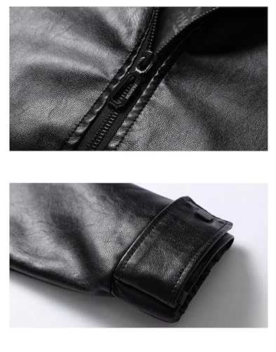 Veste en cuir à capuche hommes coupe cintrée aux finitions soignées - 6