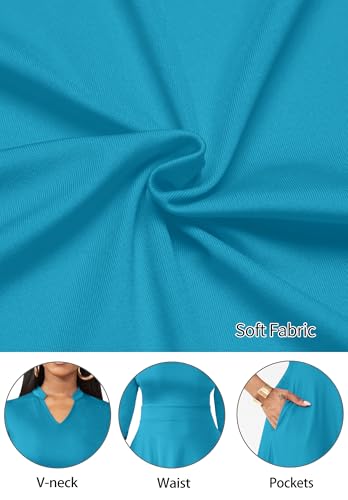 Image of Nmoder Casual Dresses for Women Semi Formal Fit and Flare 3 /4 Sleeve A-line Church Work Dress with Pockets