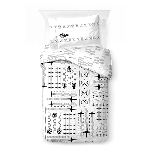 Jay Franco Kids Star Wars Ensemble de Housse de Couette – Literie Ultra Douce avec taie d'oreiller, Housse Uniquement, Couette Non Incluse, Blanc, 2 pièces...