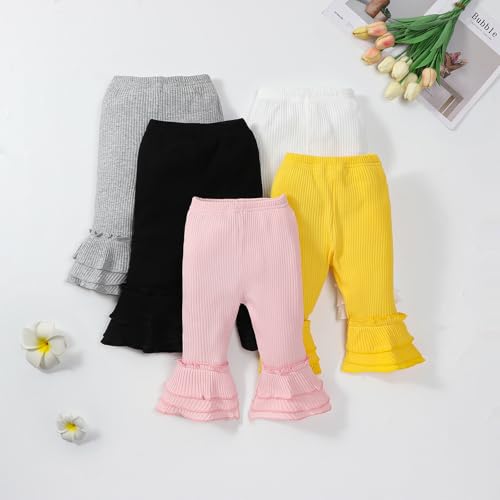 Toddler and Baby Girl Stretchy Flare Pants with Ruffle Fleece Pants and Leggings 5-Pack2