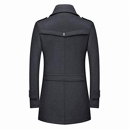 Image of INVACHI Men's Wool Blend Coat Warm Winter Trench Coat with Detachable Soft Scarf Single Breasted Pea Coat