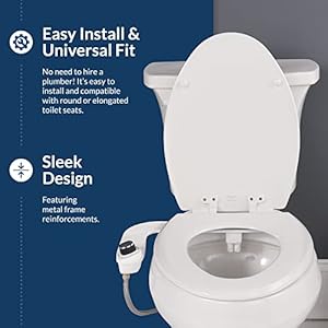 Bio bidet slimedge bidet attachment for toilet non electric self cleaning dual nozzles for front and rear cold water wash adjustable water pressure ultra thin design white  urban country home decor