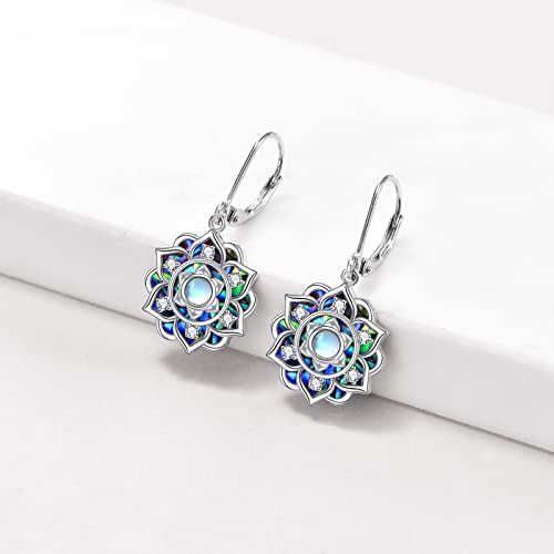 Lotus Earrings Sterling Silver Lotus Flower Dangle Drop Earrings Yoga Jewelry Gifts for Women3