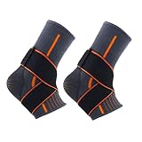 Baijiaye Fußgelenk Bandage Für Fitness Und Sport Sprunggelenkbandage mit Klettverschluss Fußball Volleyball Fußgelenkbandage für Damen und Herren Atmungsaktive Knöchel Bandage Dunkelgrau Damen 2st