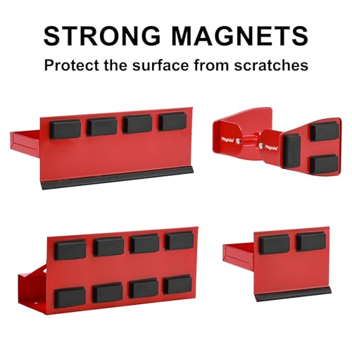 Image of Mayouko Magnetic Toolbox Shelf & Tray Set, 4-Piece Tool Box Cabinet Side Shelf Storage, Workshop, Spray Can & Tissue Holder, Red