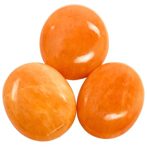 Image of Crystal Heaven Red Aventurine Crystal Palm Pebbles Stones For Anxiety Stress Relief Massage - Aaa Grade Original Healing Gemstone Agate Palm Stone For Yoga Meditation Spiritual Reiki Feng Shui