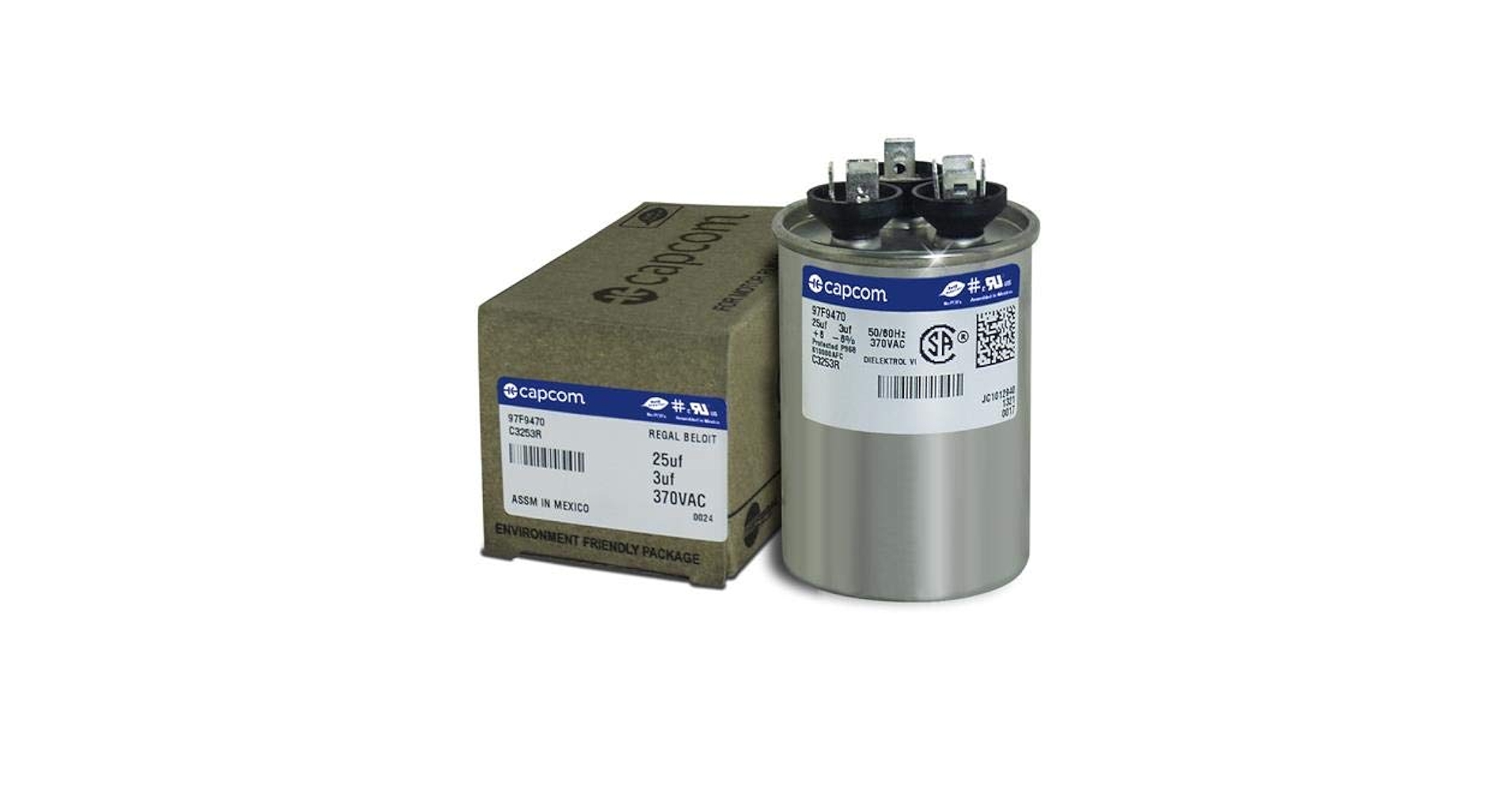 Aerovox - 25 + 3 uF MFD x 370 VAC GE Industrial Replacement