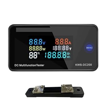KWS-DC-200 Digital Voltmeter Ammeter DC 0-200V KWS Power Energy Meter LED Color DC Electric Wattmeter with Reset Function 0-100ADC200-100A