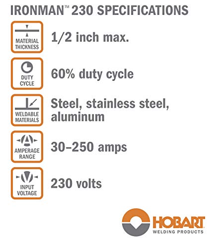 Hobart 500536 Ironman 230 MIG Welder With Wheel Kit & Cylinder Rack