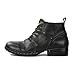 OSSTONE Moto Boots for Men Fashion lace-up Leather Chukka Boots Casual Shoes OS-6015-3-B-10.5-R, Retro Black, Men's Size US10.5