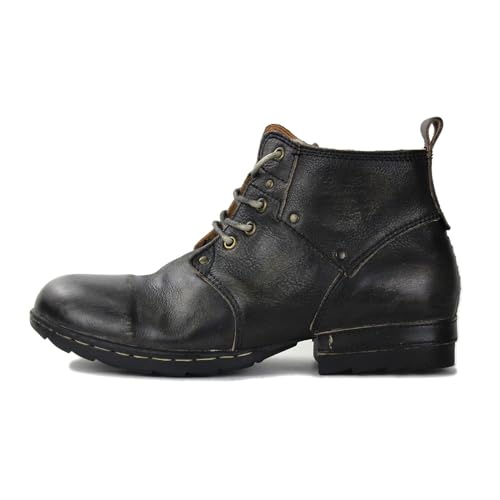 OSSTONE Moto Boots for Men Fashion lace-up Leather Chukka Boots Casual Shoes Metal Cleats OS-6015-3-A-US-R Metal Black2