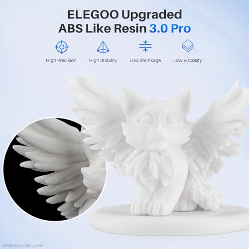 Image of ELEGOO ABS-Like Resin 3.0 Pro, 3D Printer Resin with Low Viscosity and High Precision, 405nm Rapid UV-Curing Photopolymer Resin, 3D Resin for LCD /DLP 3D Printing, White 1000G