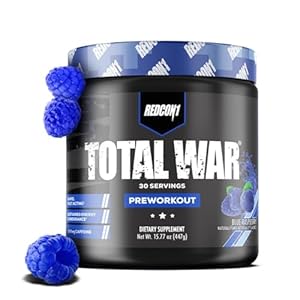 REDCON1 Total War Pre Workout Powder, Blue Raspberry – Beta Alanine + Citrulline Malate Keto Friendly Preworkout for Men & Women with 320mg of Caffeine – Fast Acting (30 Servings)