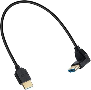 MysRuida 1ft 8K HDMI 2.1 Version Cable, 90 Degree Down Angle HDMI 8k Male to HDMI 8k Male Adapter Cable, OD 4mm Slim Ultra HD HDMI Cable, 8k@60HZ (Down Angle Male to Male)