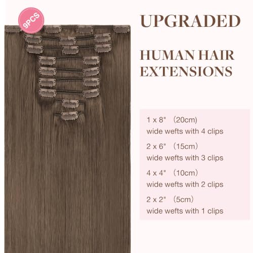 Image of GOO GOO Clip in Hair Extensions Real Human Hair Brown Remy Extensions