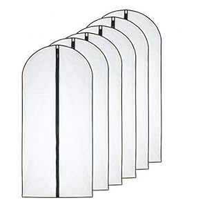 Moth Proof Garment Bags 60 x 120cm(24” x 48”) Black Side Breathable Clear Garment Full Zipper Bags for The Winter Coats Jackets Clothes(Pack of 6)