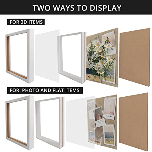 GarduationMall 11x14 3D White Shadow Box Frame Deep Display Frame with Linen Back,Ideal for Memorabilia Pictures Flowers Medals Tickets,Wall Hanging - Image 3