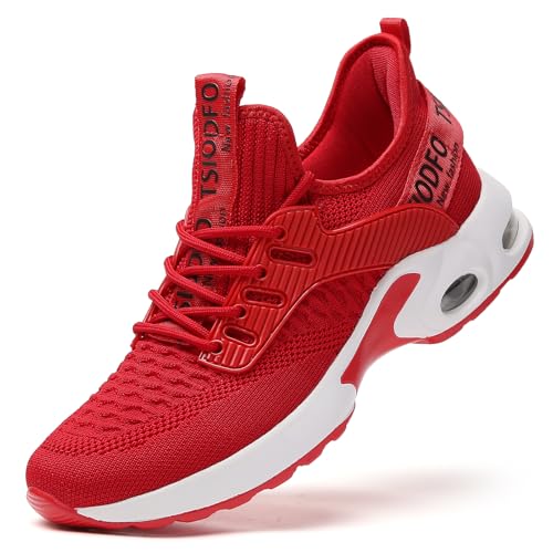 Image of Ezkrwxn Gym Sneakers for Women Non Slip Athletic Tennis Running Sport Shoes Fashion Breathable mesh wkorkout Jogging Casual Walking Trainers Red Size 10