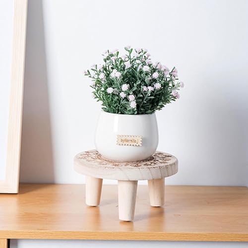 Table d'appoint en bois et support de tabouret rond pour pot de fleurs