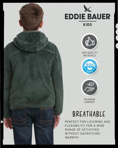 Image of Eddie Bauer Kids' Zip Up - Kids' Full Zip Ultra Soft Sherpa Fleece Hoodie Sweatshirt for Boys and Girls (5-20)