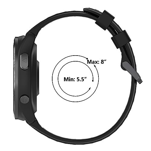 TopPerfekt Armband kompatibel mit Garmin Forerunner 965, Weiches Silikon-Ersatzarmband für die Forerunner 965 Smartwatch für Damen und Herren (Schwarz – Grau)