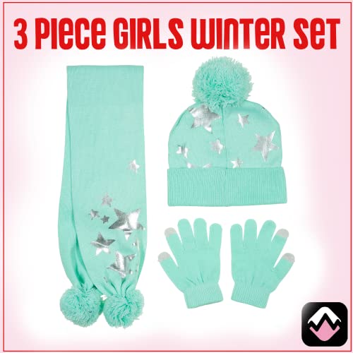 Peak 2 Peak Girls 3-Piece Winter Beanie Hat, Scarf And Gloves Cold Weather Set #TOP2