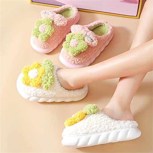Women's Slippers Adult Warm Plush Flowers Indoor Non-slip Home Thick Bottom Winter Men's Cotton2