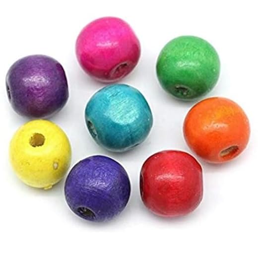 200 Stück Holzperlen 14mm x 13mm (1,4cm x 1,3cm) bunt Abakus Abakusform im zufälligen farblichen Mix Loch 4,5mm zum basteln auffädeln Perlen aus Holz Bastelperlen DIY Schmuck Armbänder