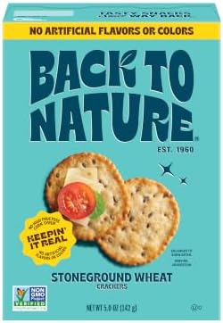 Back to Nature - Stoneground Wheat Crackers - Made with Real Ingredients like Whole Grains and Flax Seed - Non-GMO - 5 Ounce