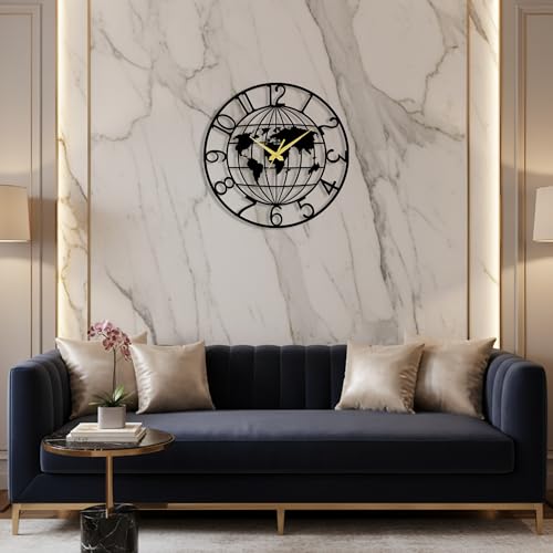 Image of Auromin Luxury Decorative Metal Wall Clock for Bedroom | Designer Big Size Wall Watches for Living Room, Dinning Room, Kitchen, Office | Aesthetic Unique WallClocks for Decoration