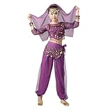Girls Indian Belly Dance Outfits Crop Top Harem Pants Sequin Princess Cosplay Carnival Costume Sets for 5-13 Years