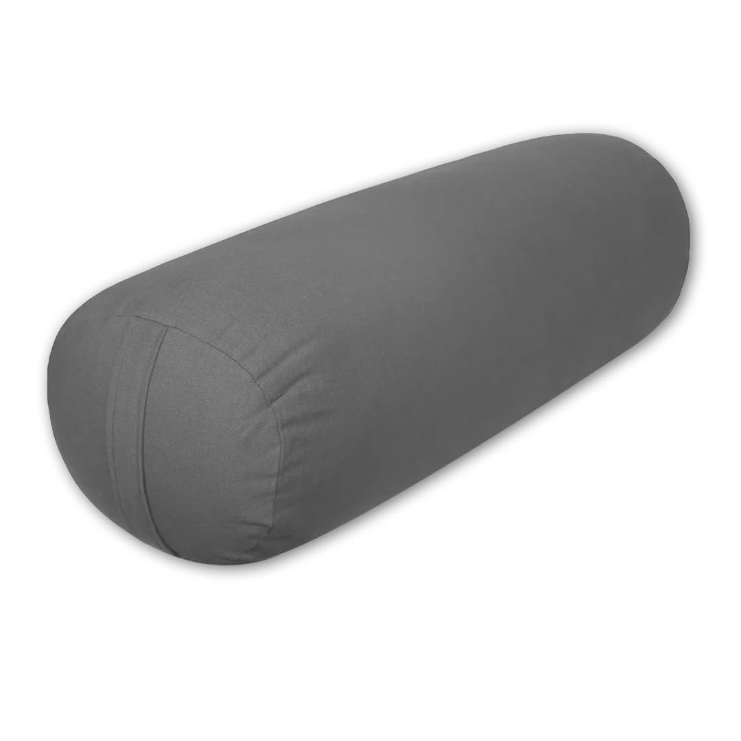 Mefree Cotton Yoga Bolster – 100% Organic Cotton Cover, 60"x22" – Ideal for Restorative Yoga & Meditation, Removable Washable Cover with Carry Handle (Grey)-image-32