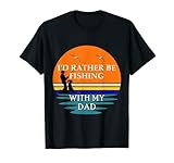 Je préfère pêcher avec mon père - fille coucher de soleil rétro T-Shirt