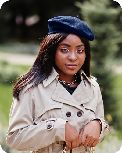Image of Parquet Solid Color French Beret Hat. Classic French, Casual and Chic Lightweight Cap for Women
