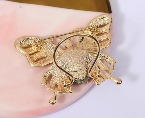Image of Enamel Colorful Butterfly Abalone Shell Crystal Magnetic Eyeglass Holder Brooch and Pin