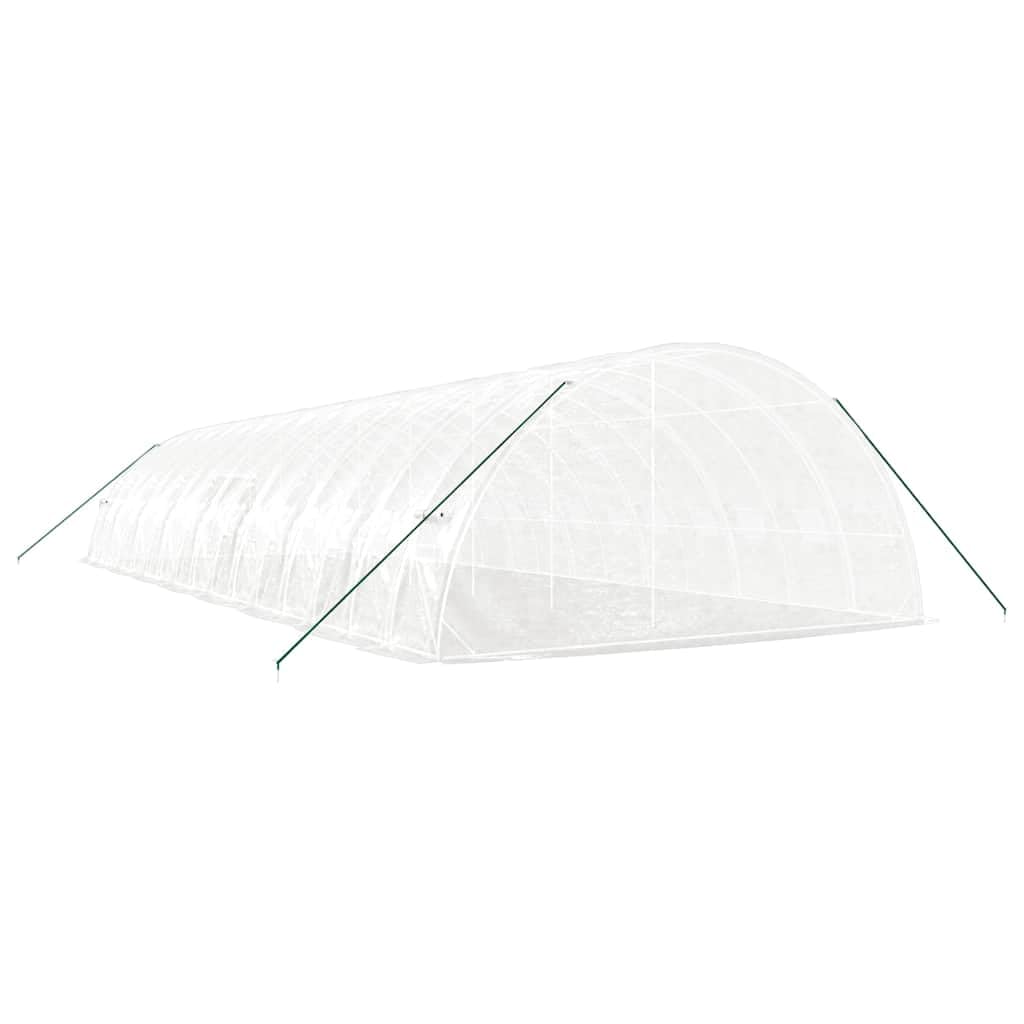 Serra con telaio in acciaio bianco, 96 m², 16 x 6 x 2,85 m, copertura in PE 140 g/m², porta e finestra arrotolabili, serra da giardino per verdure, erbe, fiori, antigelo e ventilazione