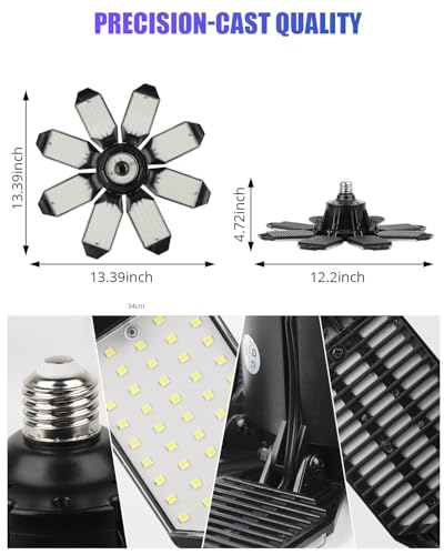Image of Tudoccy LED Garage Lights 2 Pack, 40000LM 8-Panel Shop Light