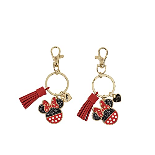 Disney Peers Hardy Minnie Mouse Red, Black and Gold BFF Keyring Set, Black, White & Red, One Size, Modern